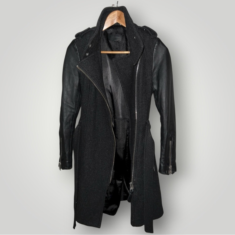 Mackage Women’s Wool Coat with Leather Sleeves – Size XS - Picture 2 of 3